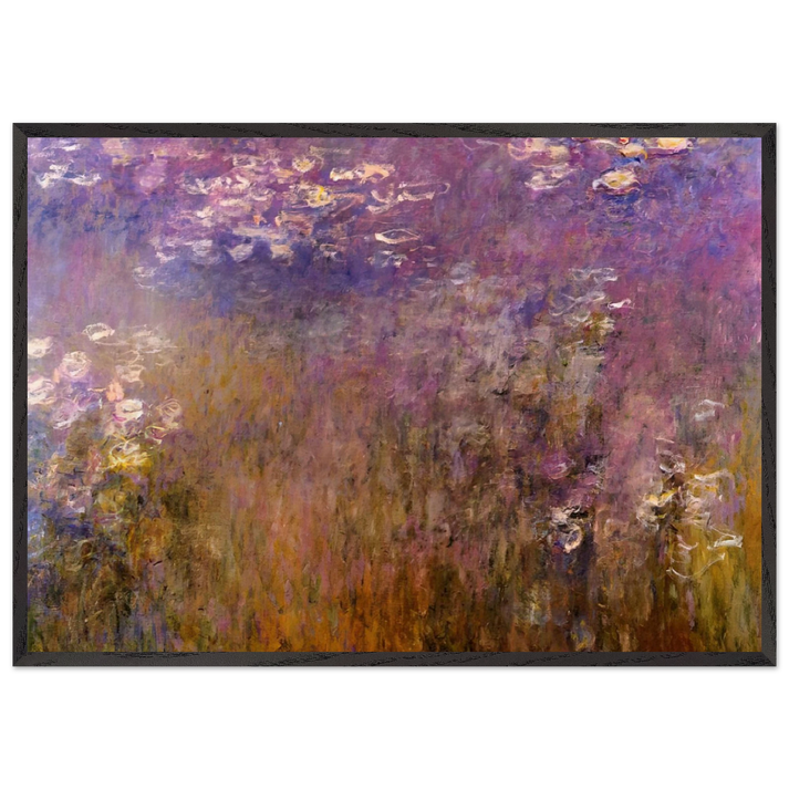 Agapanthus center panel - claude monet 70x100 cm / 28x40 inches Framed Art Print – Black Wooden Frame