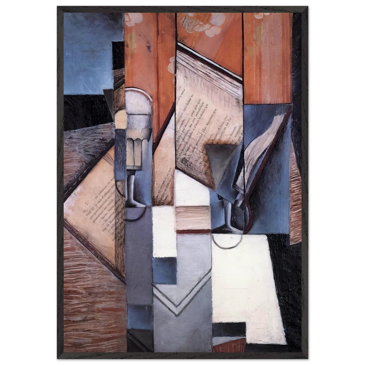 THE BOOK 1913 - Juan Gris 70x100 cm / 28x40 inches Framed Art Print – Black Wooden Frame