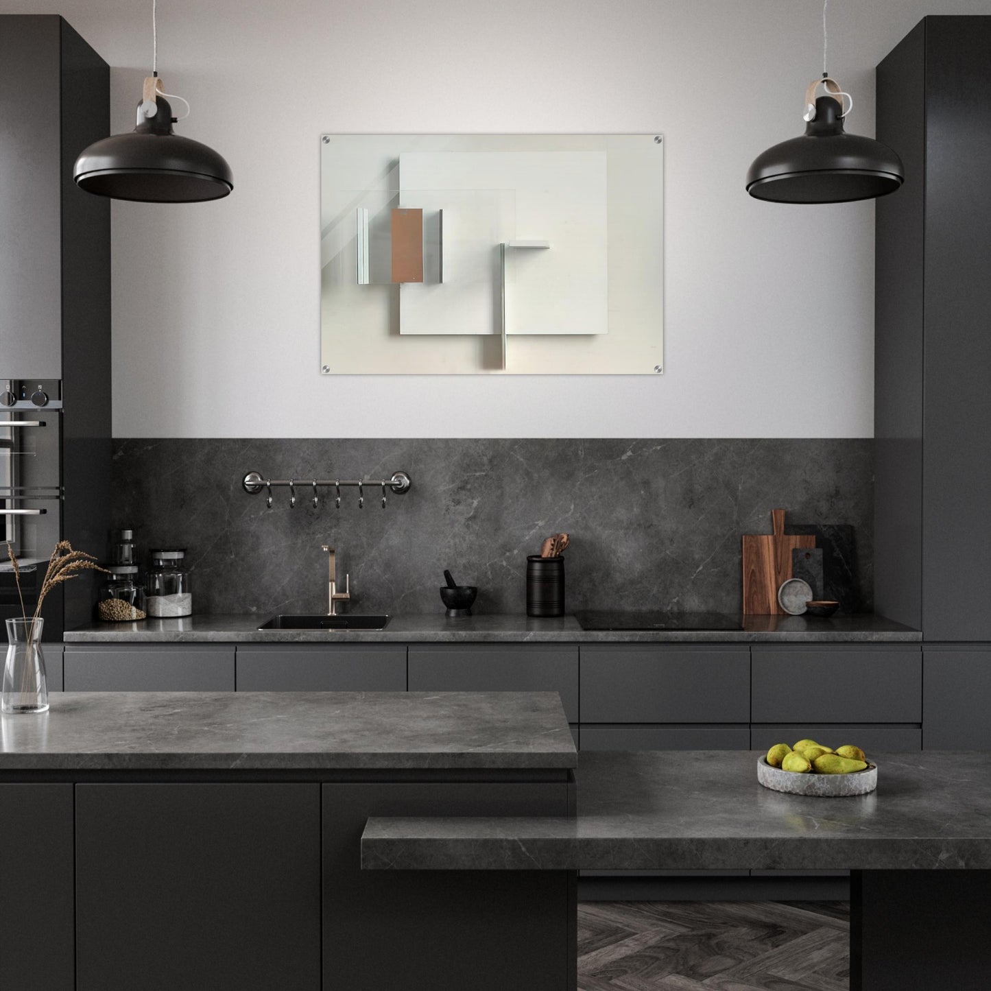 Abstract in White, Black and Ochre - 1962 - Victor Pasmore Acrylic Print - 70x100 cm / 28x40″ inches