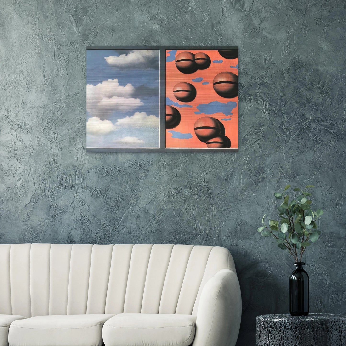PINK BELLES TATTERED SKIES 1930 - Rene Magritte Brushed Aluminum Print - 70x100 cm / 28x40 inches | Rene Magritte Aluminum Print | Rene Magritte Prints