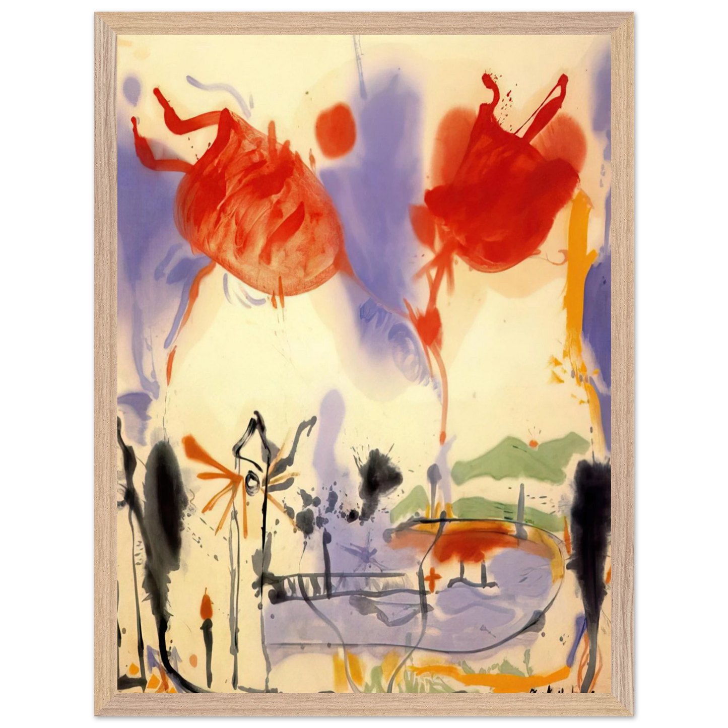 Helen Frankenthaler - Round Trip - 1957 Wall art - 60x80 cm / 24x32 inches - Premium Wooden Framed Poster With Fine Art Paper - Wood frame