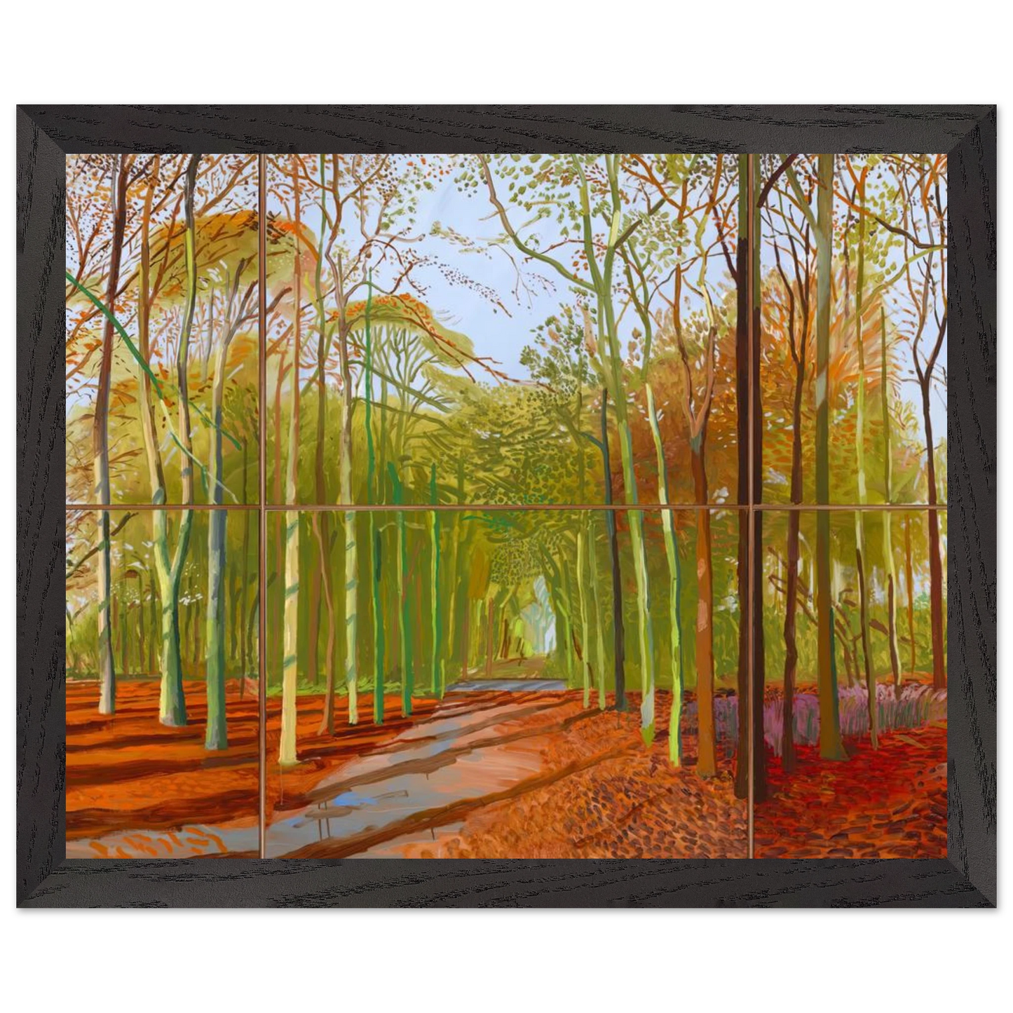 David Hockney - Woldgate Woods, 21, 23 & 29 November 2006 - 30x40 cm / 12x16 inches - Premium Wooden Framed Poster With Fine Art Paper-canvas - White frame