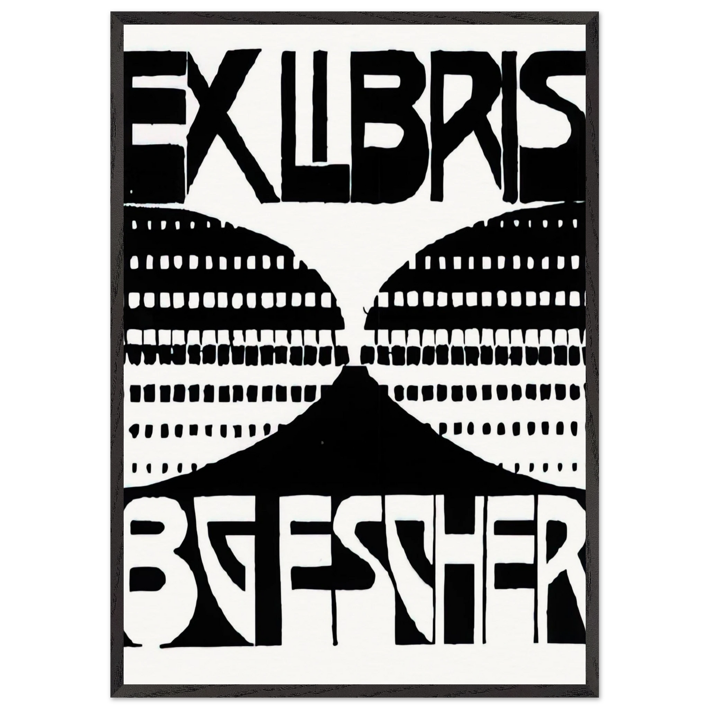 BOOKPLATE B G ESCHER BEER - MC Escher Framed Art Print – Black Wooden Frame - Default Title - -Framed Art Print