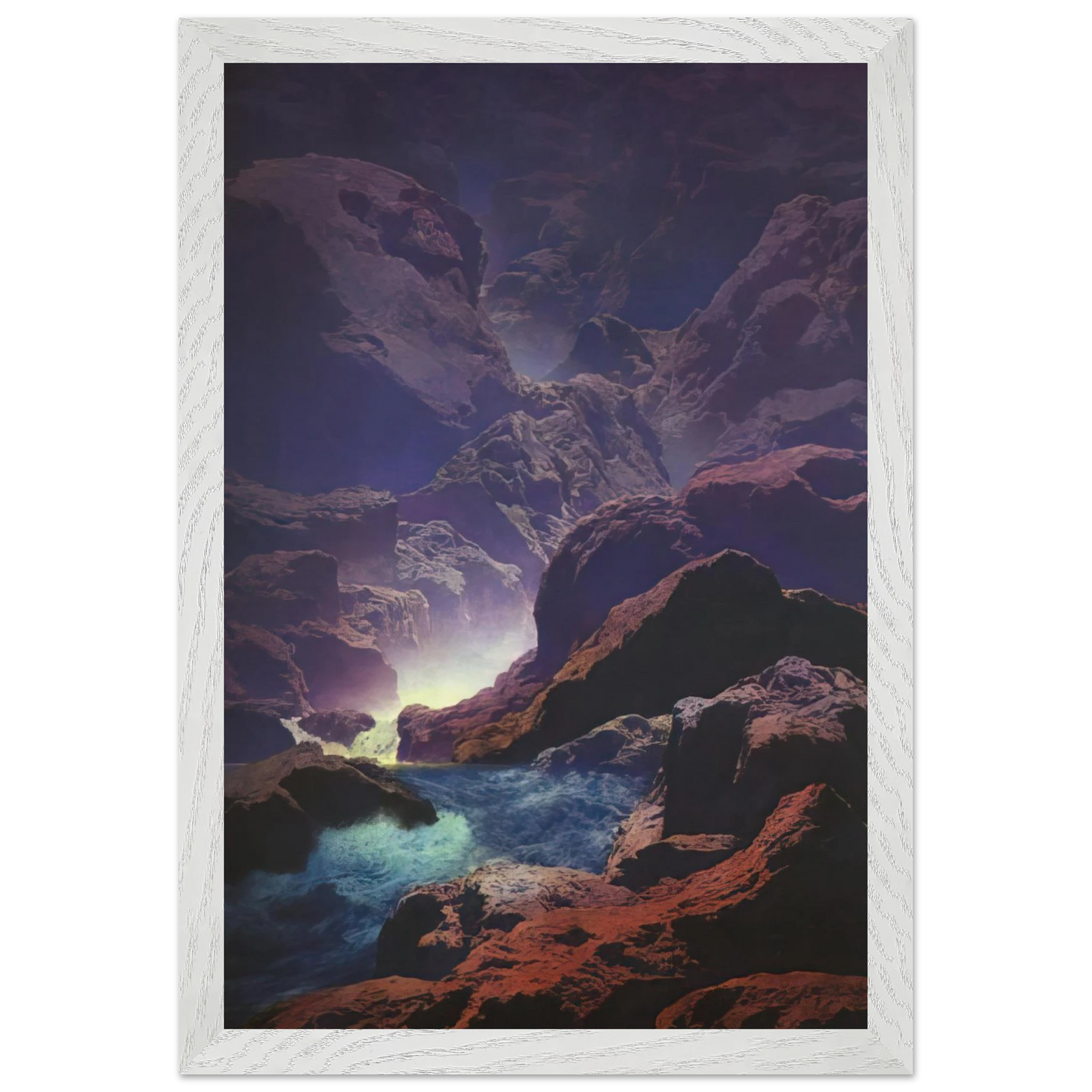 Maxfield Parrish - Moonlight Wall Art - 60x80 cm / 24x32 inches - Premium Wooden Framed Poster With Fine Art Paper-canvas - Black frame