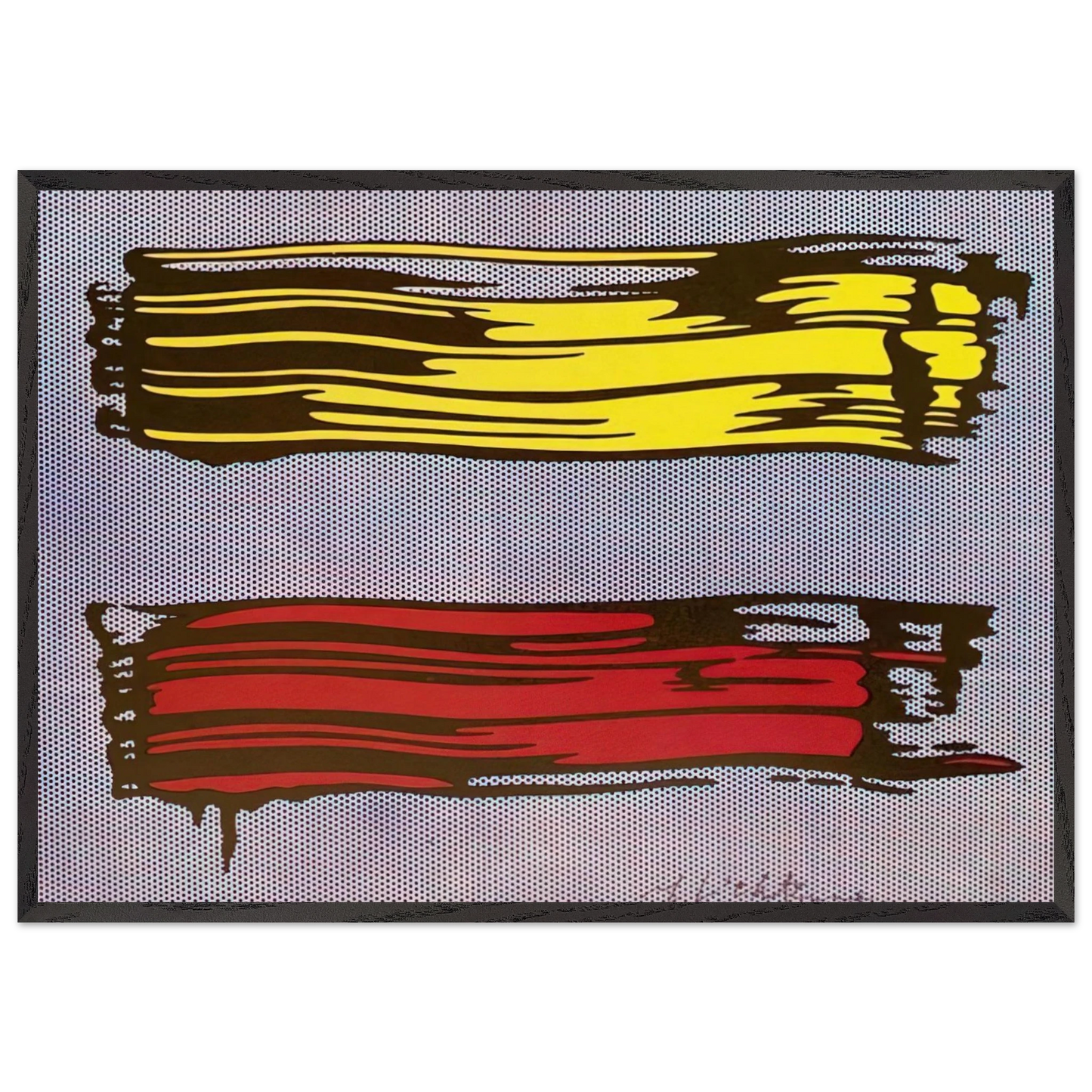 YELLOW AND RED BRUSHSTROKES 1966 - Roy Lichtenstein 70x100 cm / 28x40 inches Framed Art Print – Black Wooden Frame