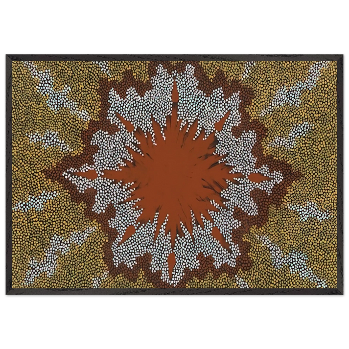 Fire Dreaming - 1994 - Clifford Possum Tjapaltjarri 70x100 cm / 28x40 inches Framed Art Print – Black Wooden Frame