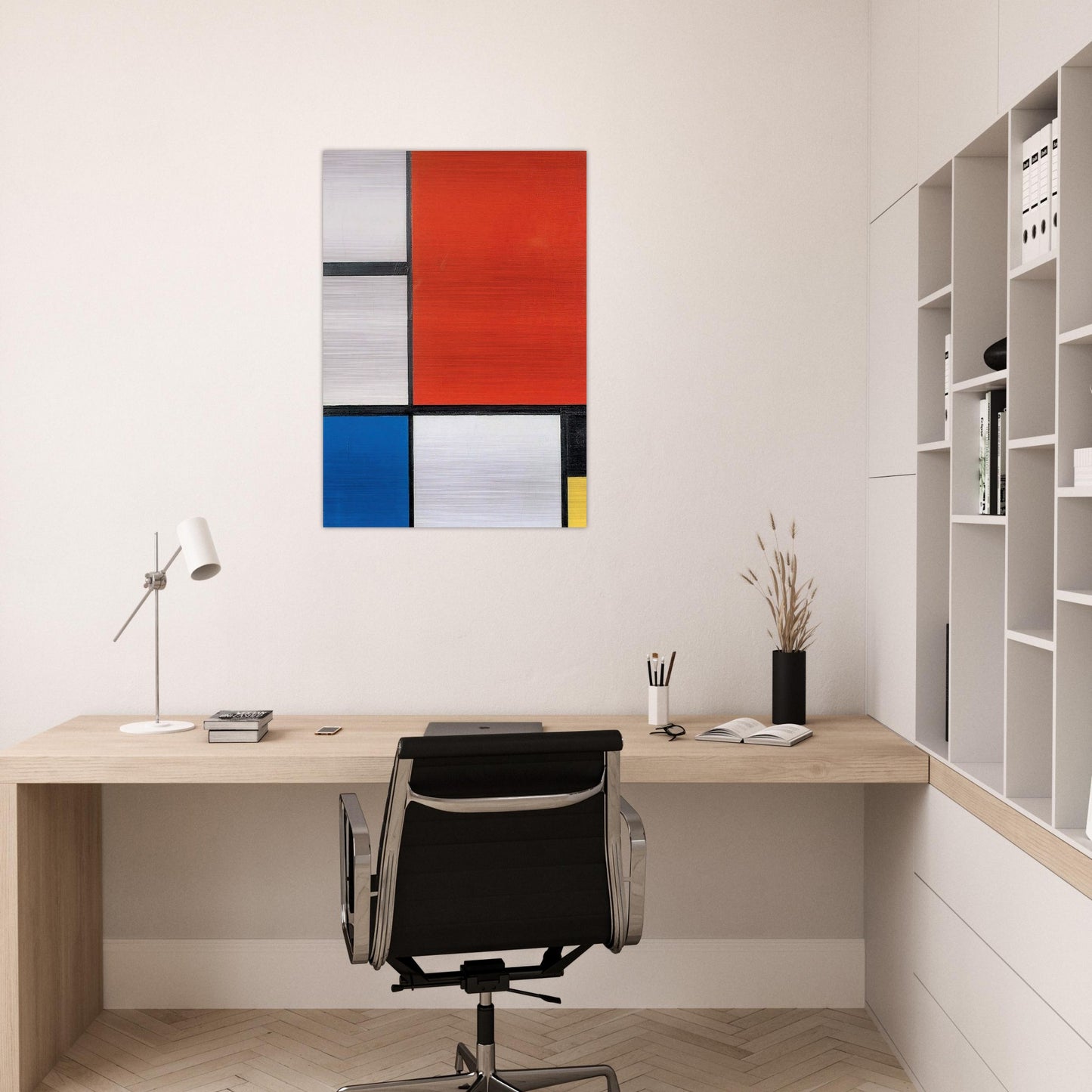 Composition 2 - Piet Mondrian Brushed Aluminum Print - 70x100 cm / 28x40 inches | Piet Mondrian Aluminum Print | Piet Mondrian Prints
