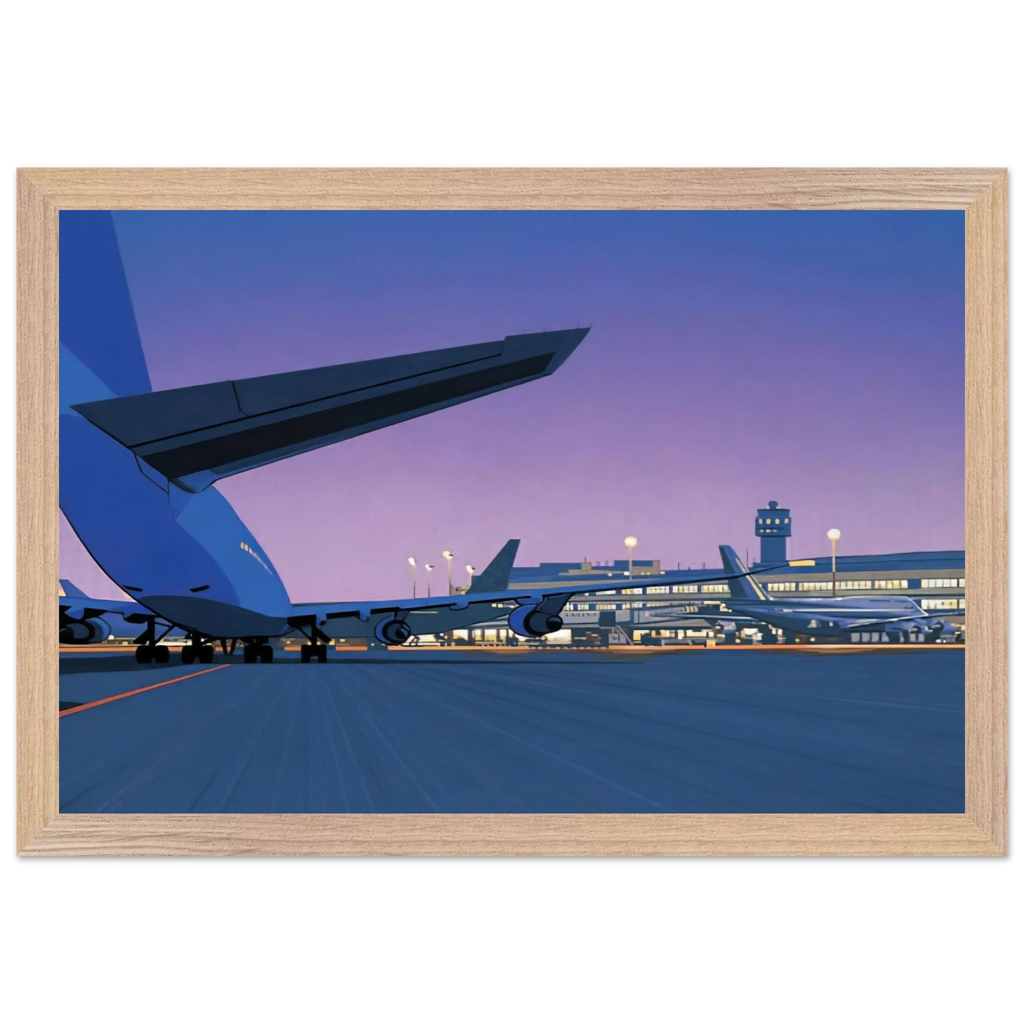 Hiroshi Nagai - Taxiway Wall Art - 60x80 cm / 24x32 inches - Premium Wooden Framed Poster With Fine Art Paper - White frame