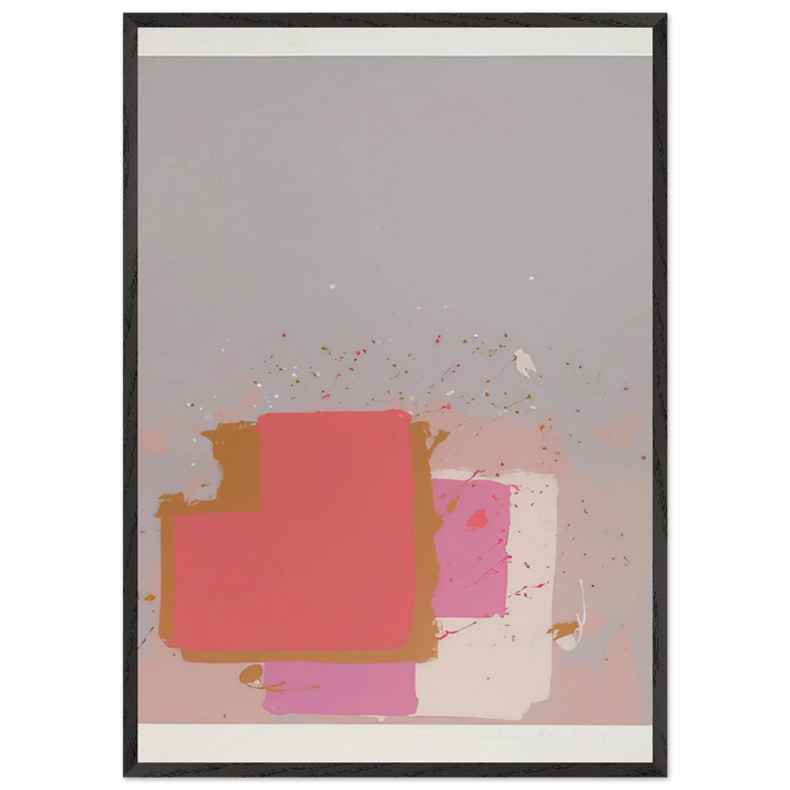 Red Black on Grey - 1971 - John Hoyland 70x100 cm / 28x40 inches Framed Art Print – Black Wooden Frame