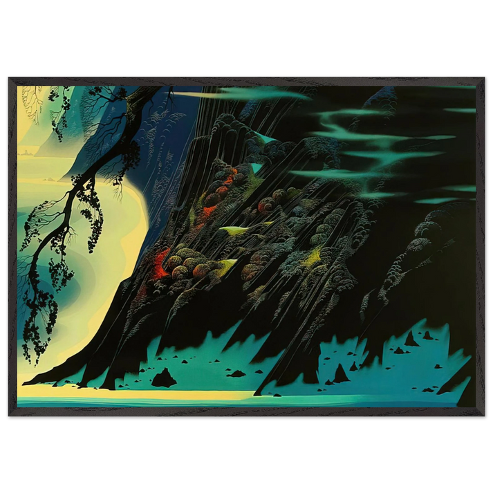 Coastal Magic - Eyvind Earle 70x100 cm / 28x40 inches Framed Art Print – Black Wooden Frame