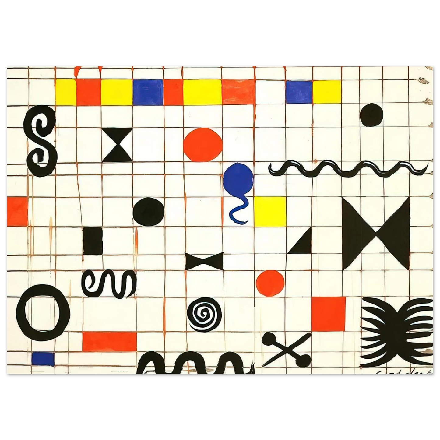 Alexander Calder - GRID WITH SYMBOLS 1966 Fine Art Poster - 75x100 cm / 30x40 inches