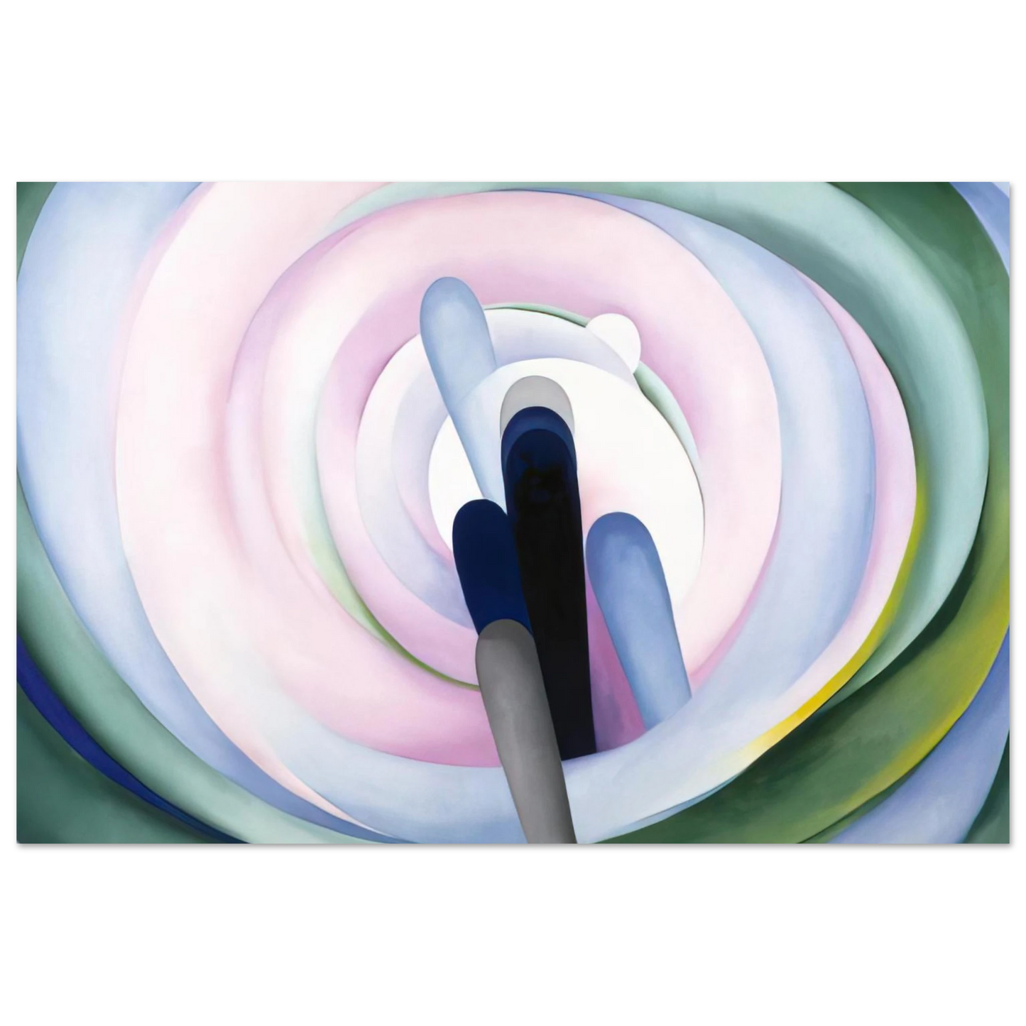Georgia O'Keeffe - Grey Blue and Black, Pink Circle Fine Art Poster - 40x60 cm / 16x24 inches
