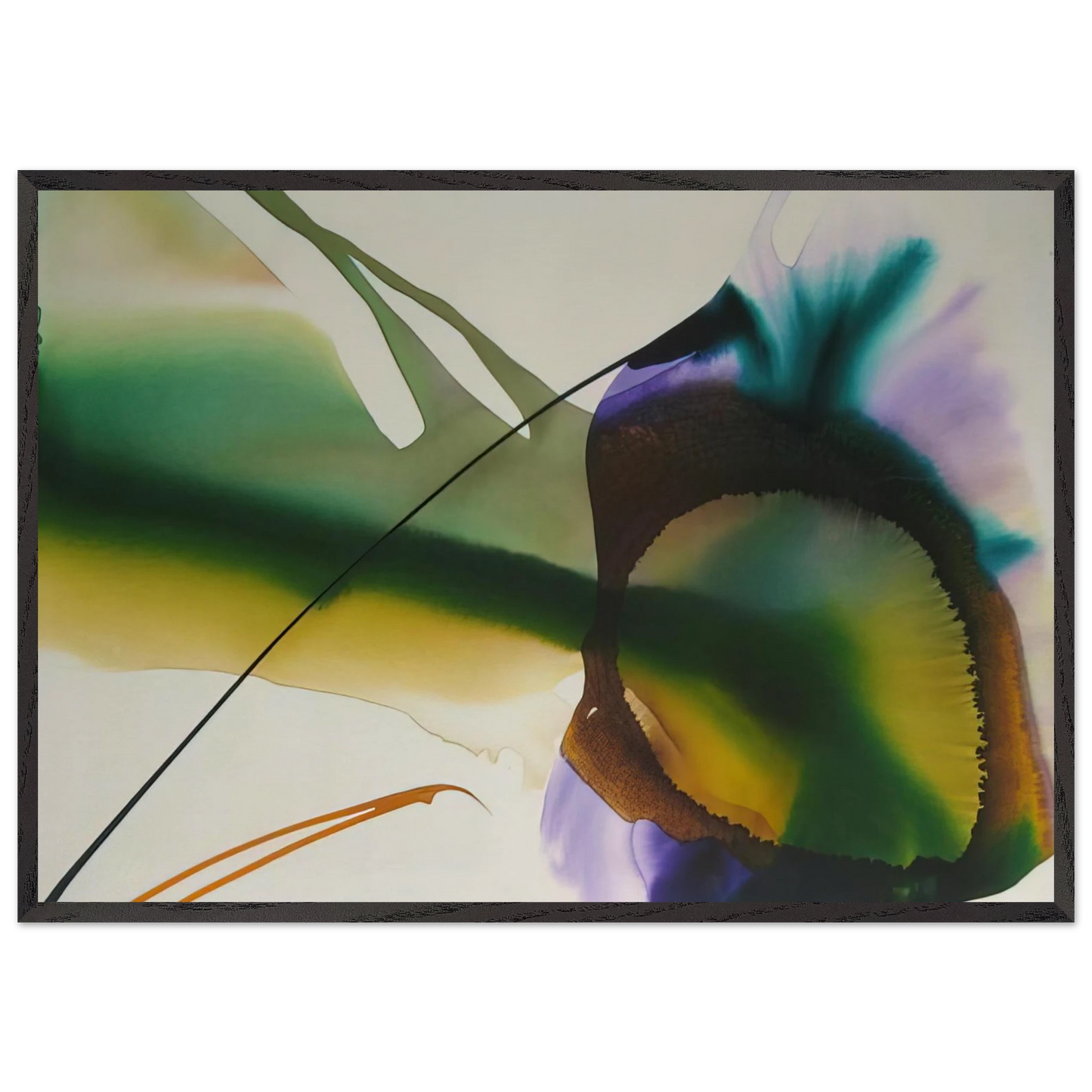 Phenomena Amber Sight - 1968 - Paul Jenkins 70x100 cm / 28x40 inches Framed Art Print – Black Wooden Frame