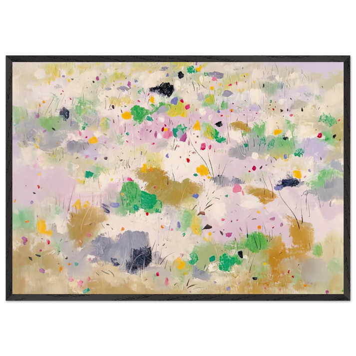 The Blooming Mountain - Abstract Expressionism Ink and wash painting - Wu Guanzhong 70x100 cm / 28x40 inches Framed Art Print – Black Wooden Frame