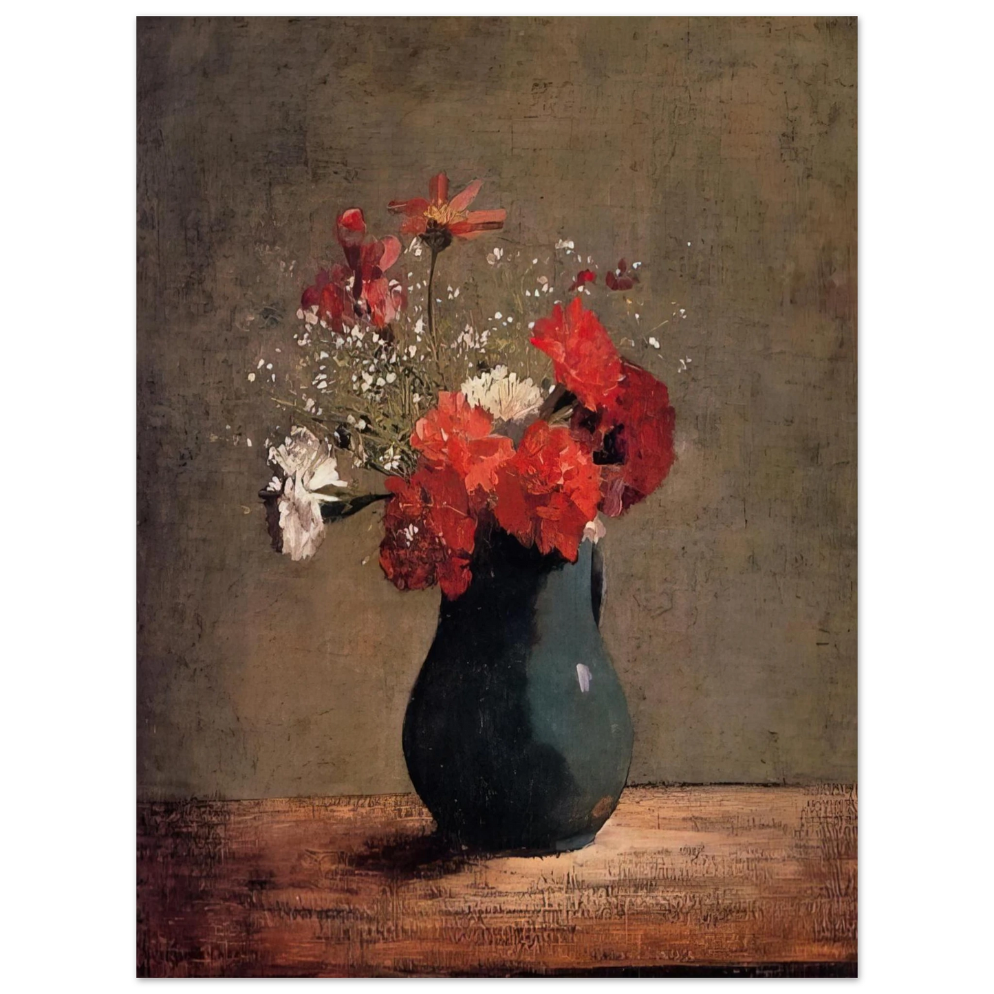 Odilon Redon - CARNATIONS AND BABY S BREATH IN A GREEN PITCHER Fine Art Poster - Default Title
