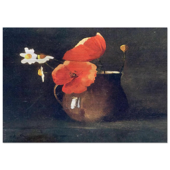 FLOWERS IN GREEN VASE - Odilon Redon Brushed Aluminum Print - 70x100 cm / 28x40 inches | Odilon Redon Aluminum Print | Odilon Redon Prints