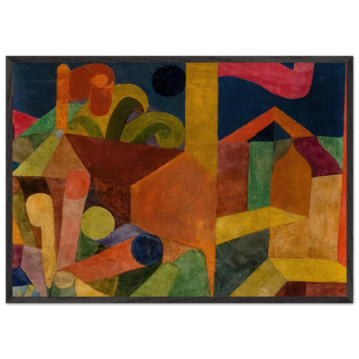 LANDSCAPE WITH FLAGS 1914 - Paul Klee 70x100 cm / 28x40 inches Framed Art Print – Black Wooden Frame
