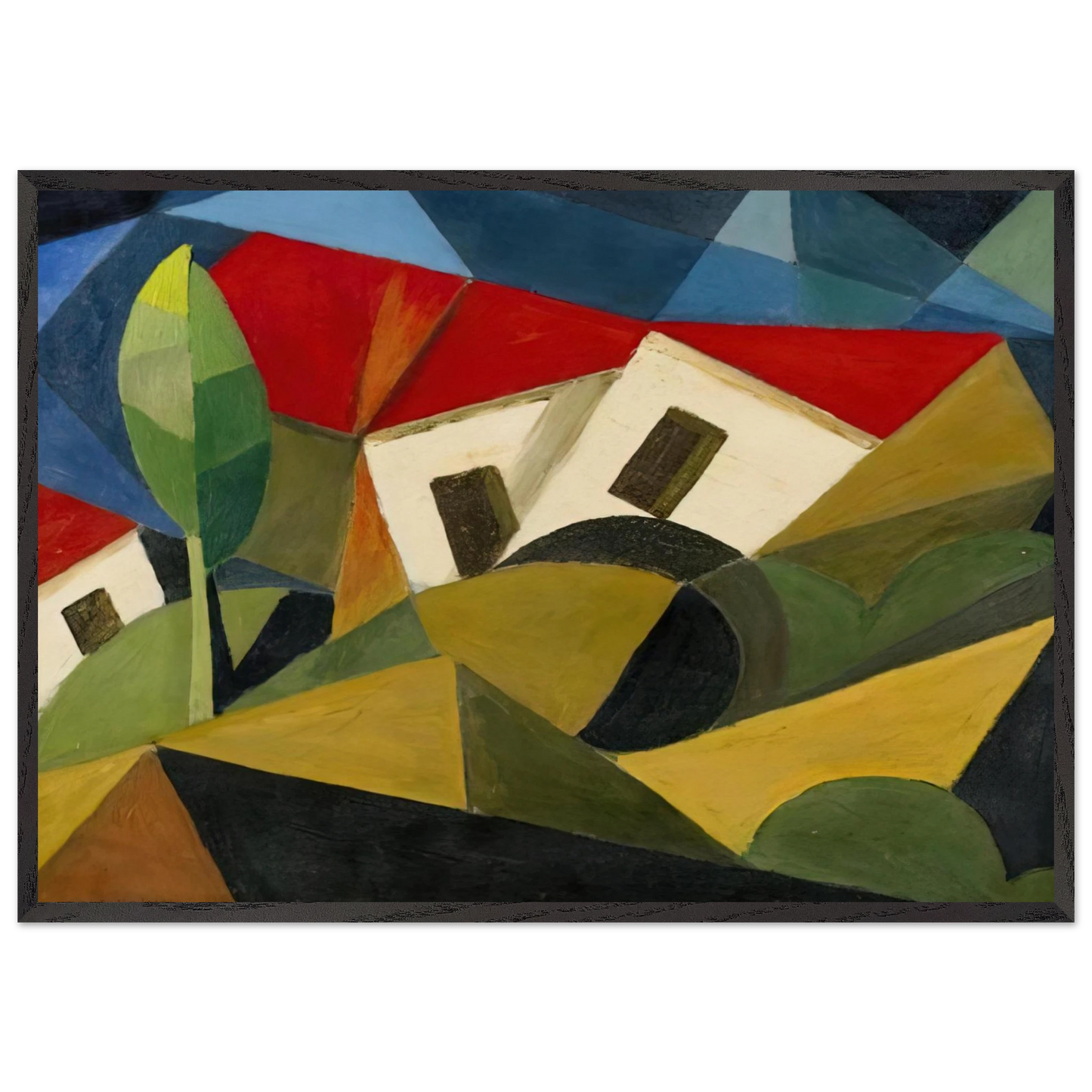 LANDSCAPE 1918 N2 - Enrico Prampolini 70x100 cm / 28x40 inches Framed Art Print – Black Wooden Frame