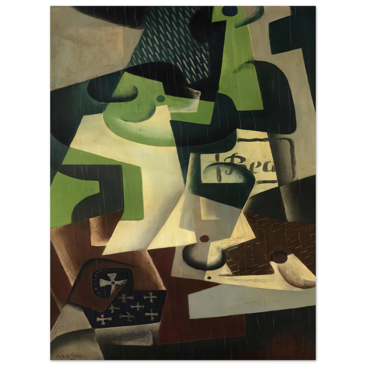 Juan Gris - BOTTLE OF BEAUNE AND A FRUIT DISH 1917 75x100 cm / 30x40inches Fine Art Poster