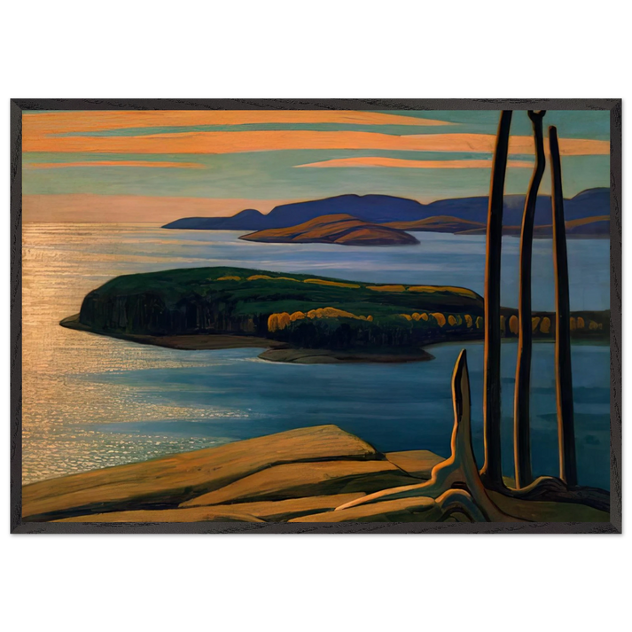 Afternoon Sun Lake Superior - 1924 - Lawren Harris 70x100 cm / 28x40 inches Framed Art Print – Black Wooden Frame