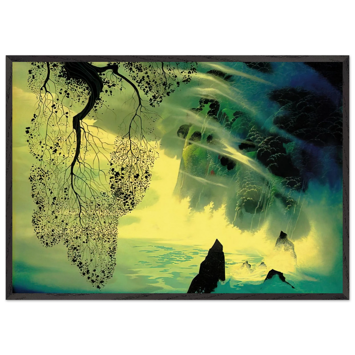 A Swirl of Fog - Eyvind Earle 70x100 cm / 28x40 inches Framed Art Print – Black Wooden Frame