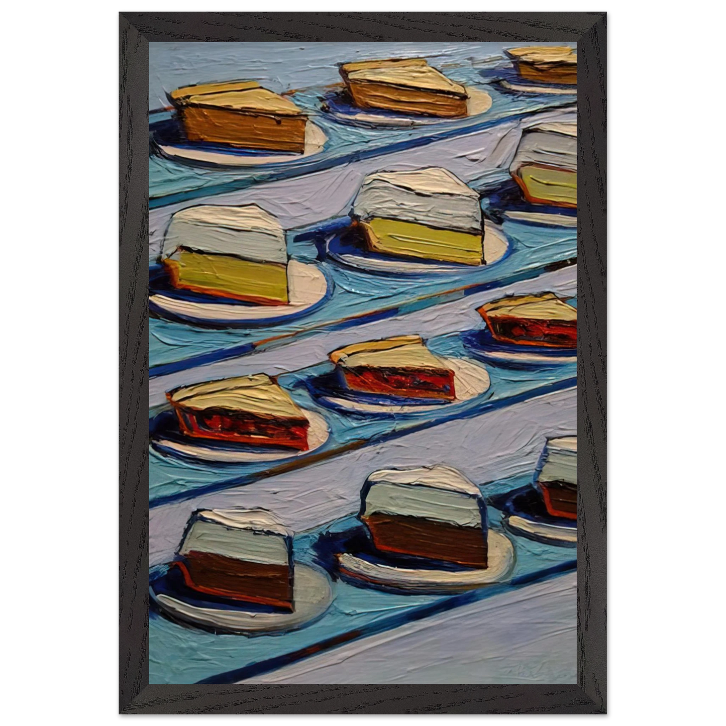 Wayne Thiebaud - Refrigerator Pies - 1962 Wall Art - 60x80 cm / 24x32 inches - Premium Wooden Framed Poster With Fine Art Paper-canvas - Wood frame