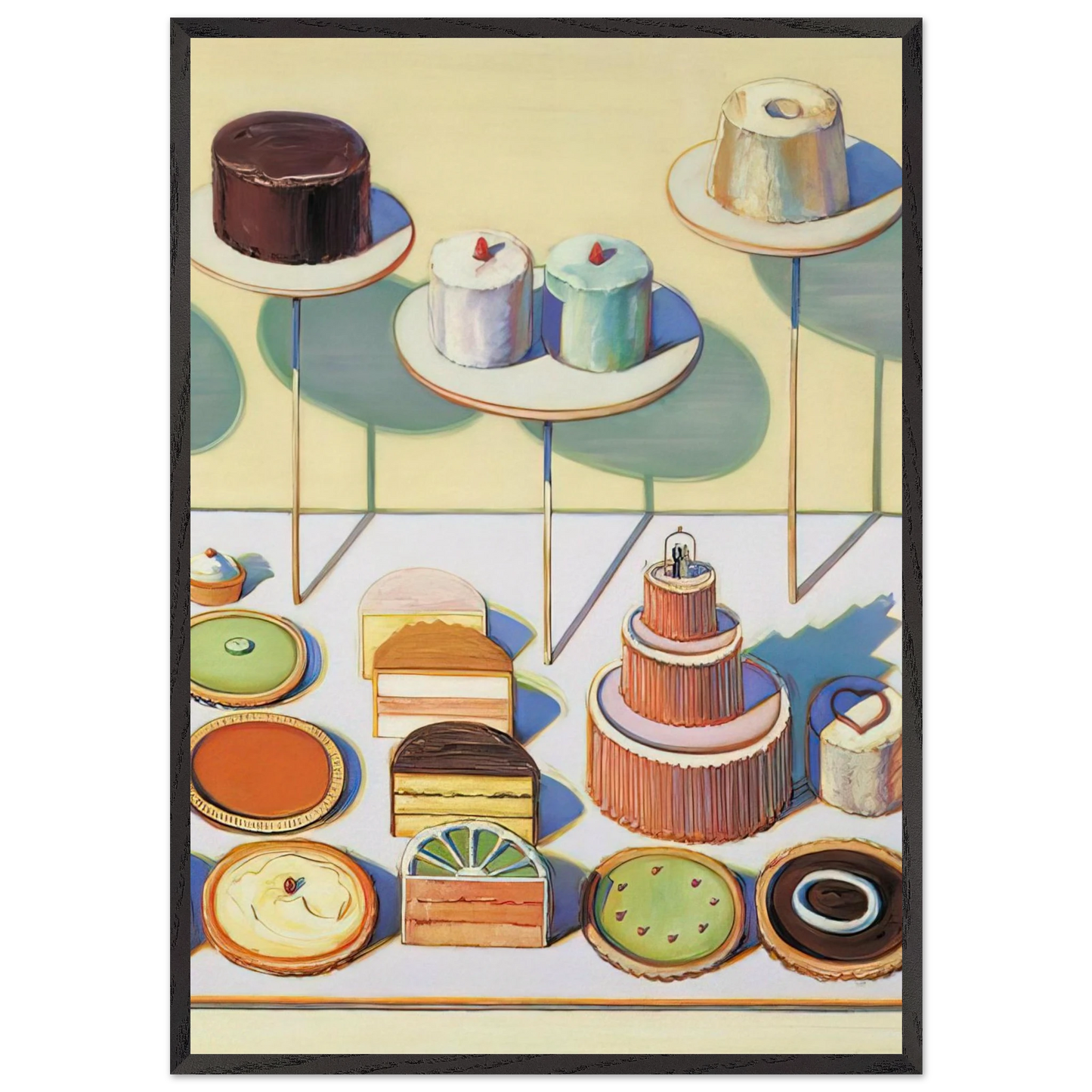 Cakes and Pies - 1995 - Wayne Thiebaud 70x100 cm / 28x40 inches Framed Art Print – Black Wooden Frame