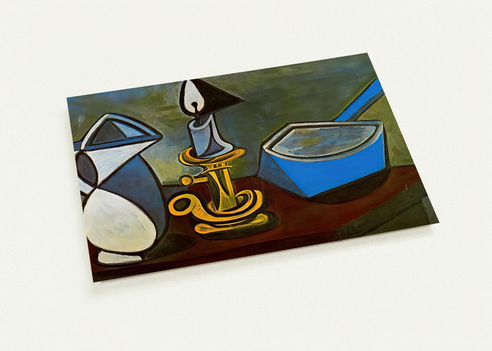 Jug, candle and enamel pan - 1945 By Pablo Picasso Pack of 10 Post Cards | Pablo Picasso Post Cards | A6 (10.5 x 14.8 cm) - 4.1 x 5.8 inches