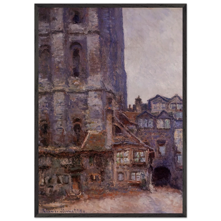 The Cour dAlbane Grey Weather - claude monet 70x100 cm / 28x40 inches Framed Art Print – Black Wooden Frame