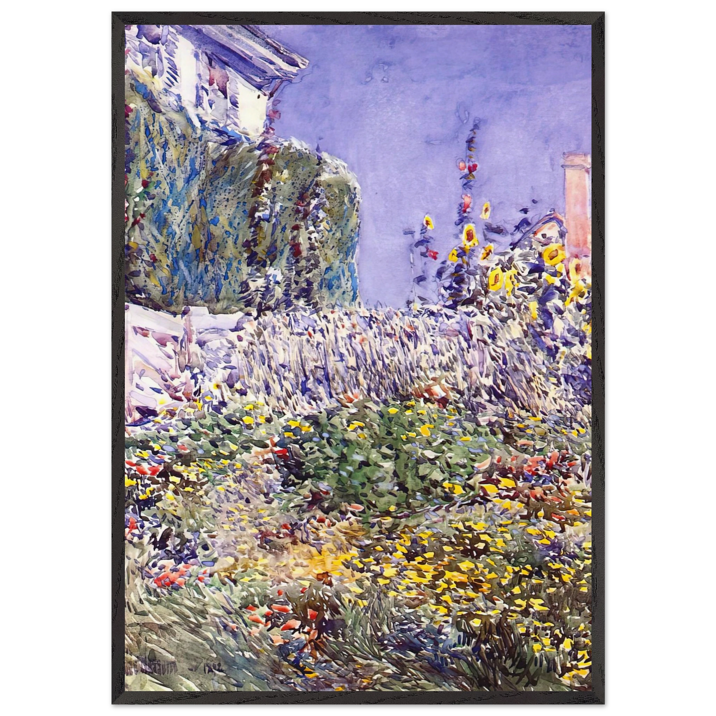 Dexters Garden - Childe Hassam 70x100 cm / 28x40 inches Framed Art Print – Black Wooden Frame