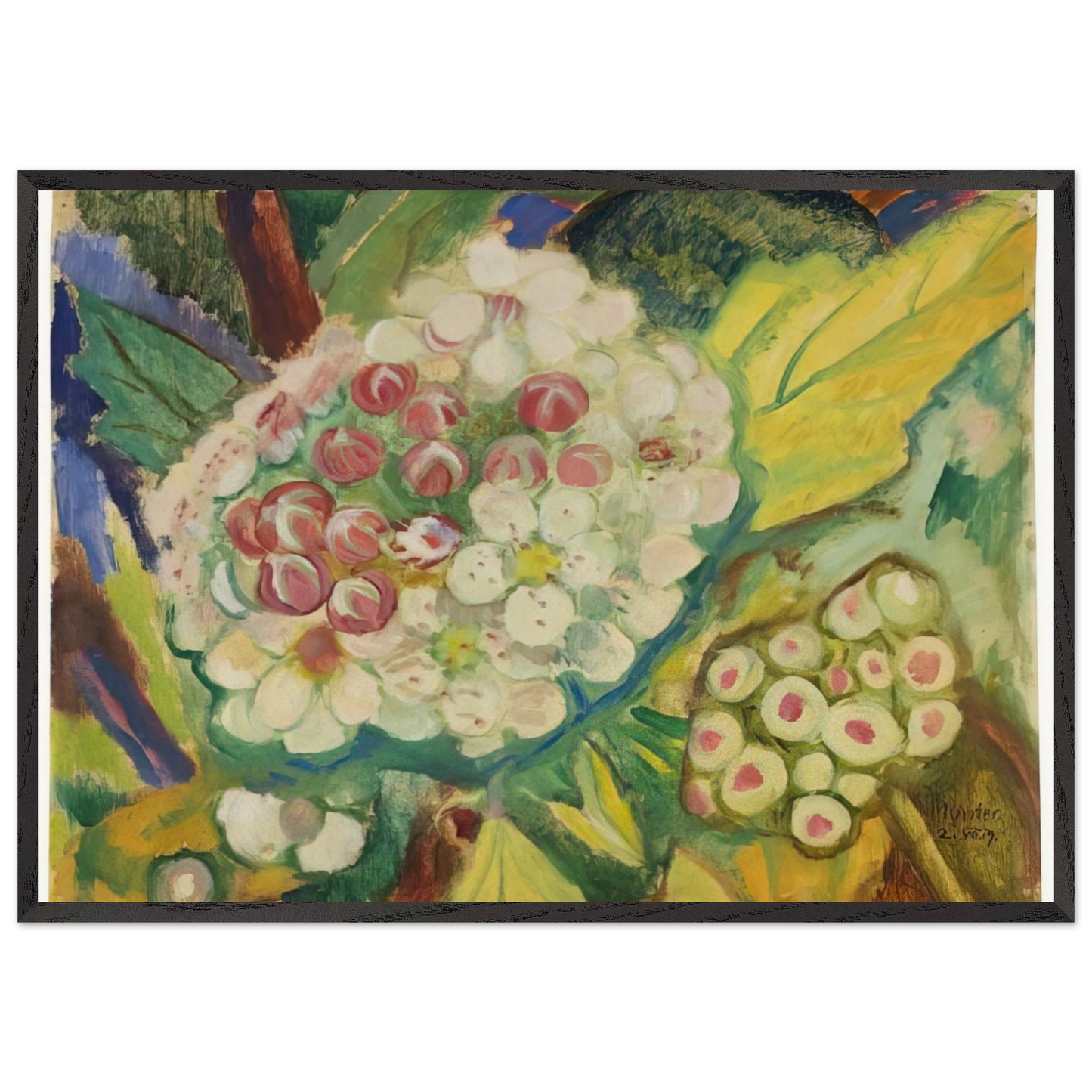 VOM WEISSEN BUSCH 1919 - Gabriele Munter 70x100 cm / 28x40 inches Framed Art Print – Black Wooden Frame