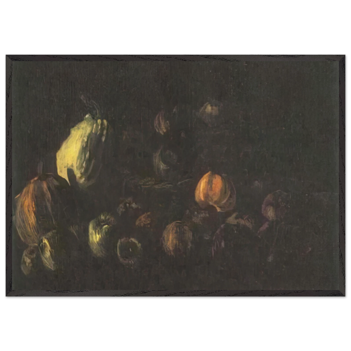 Still life with a basket of apples and two pumpkins - Vincent van Gogh Framed Art Print – Black Wooden Frame - Default Title - -Framed Art Print