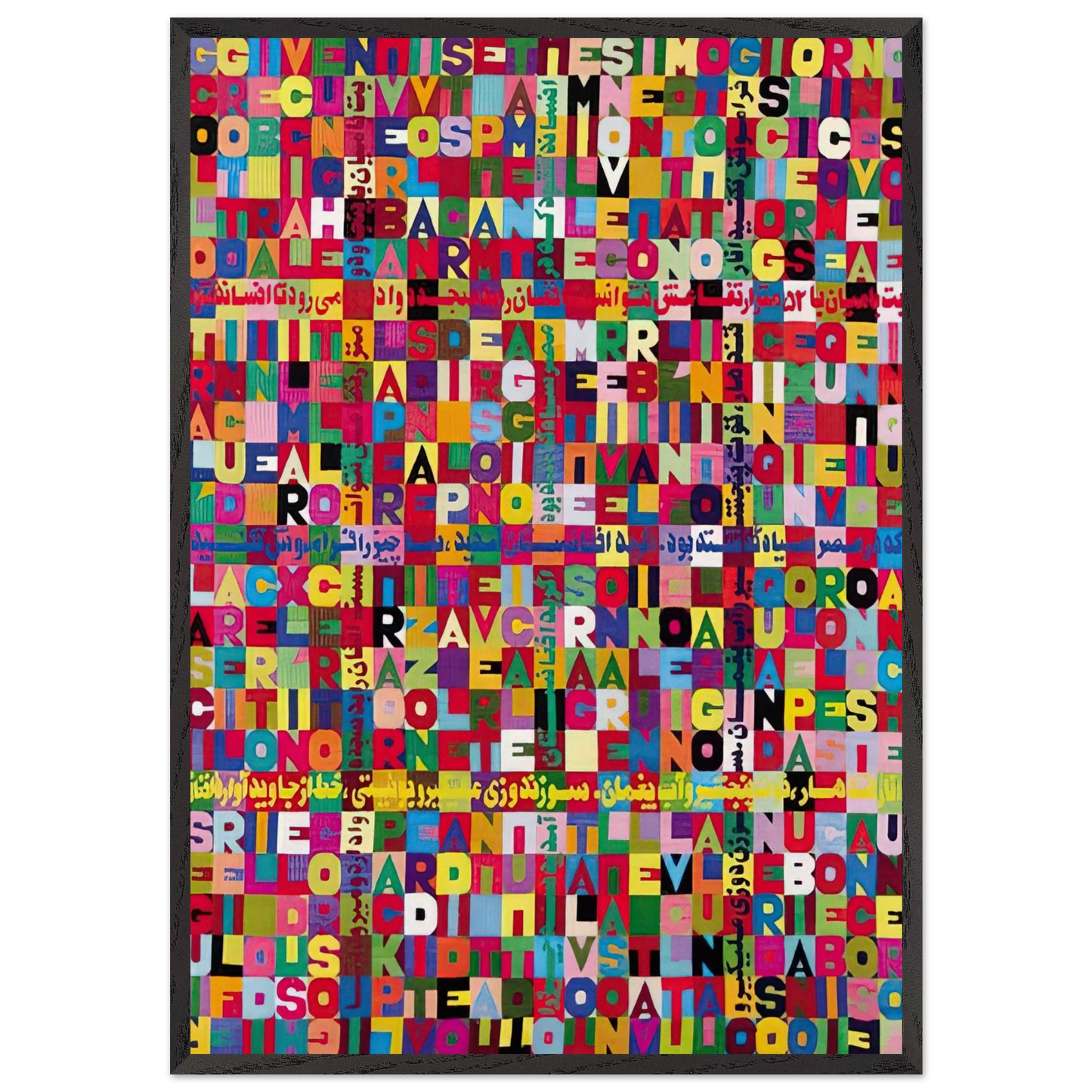OGGI VENISETESIMO GIORNO UNDICESIMO MESE ANNO MILLENOVEIOOO ANTOTO ALIGHIERO E BOETTI ALLAMATO - Alighiero Boetti 70x100 cm / 28x40 inches Framed Art Print – Black Wooden Frame