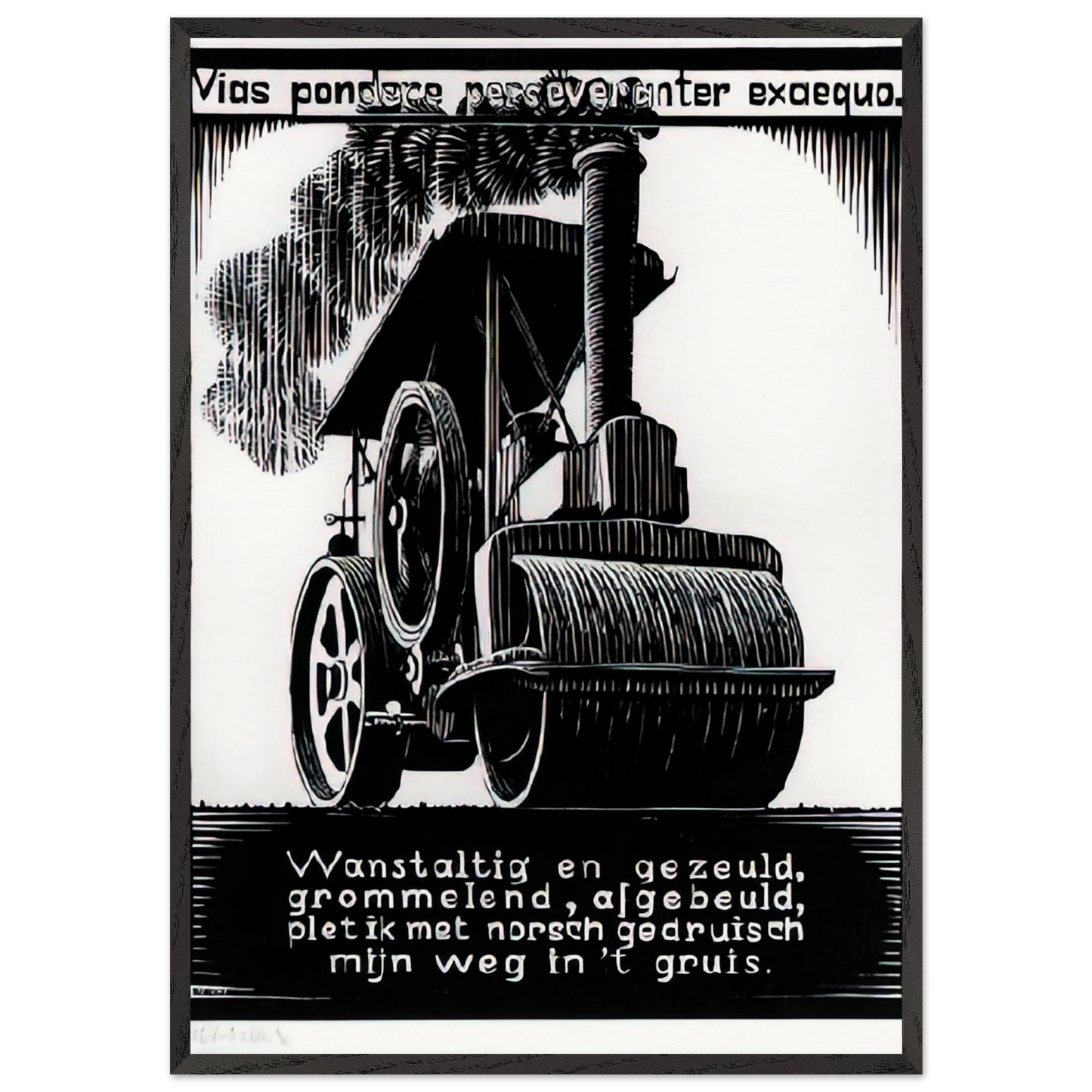 EMBLEMATA STEAMROLLER - MC Escher Framed Art Print – Black Wooden Frame - Default Title - -Framed Art Print