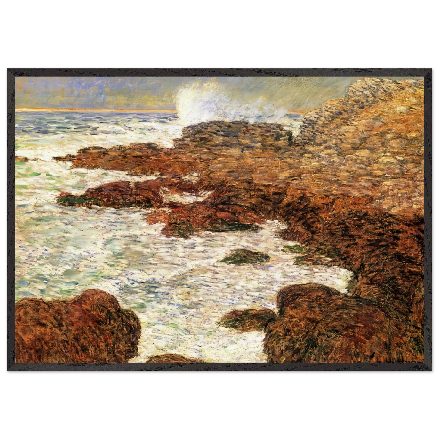 Seaweed and Surf Appledore - Childe Hassam 70x100 cm / 28x40 inches Framed Art Print – Black Wooden Frame