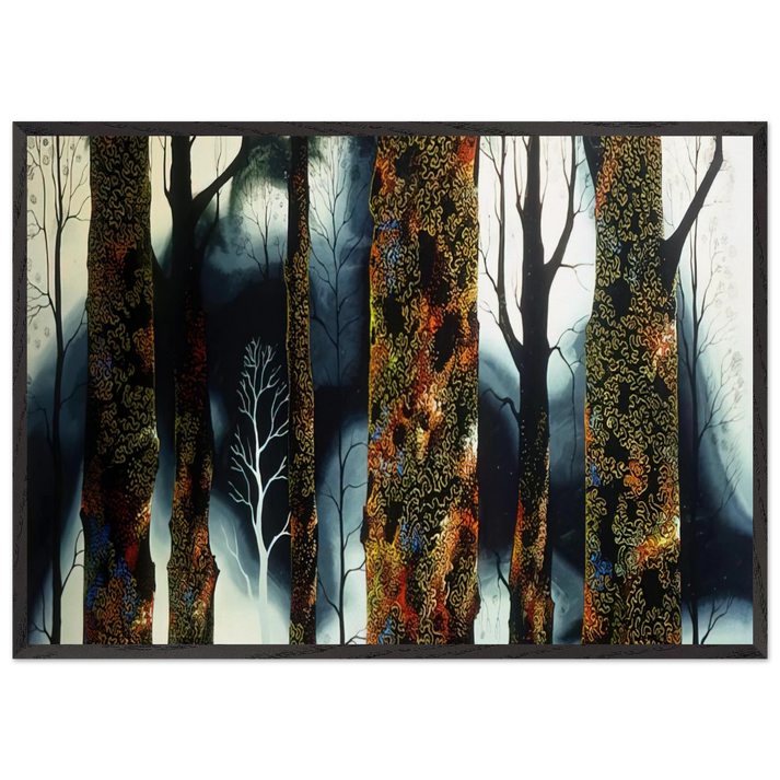Jewel Trees - Eyvind Earle 70x100 cm / 28x40 inches Framed Art Print – Black Wooden Frame