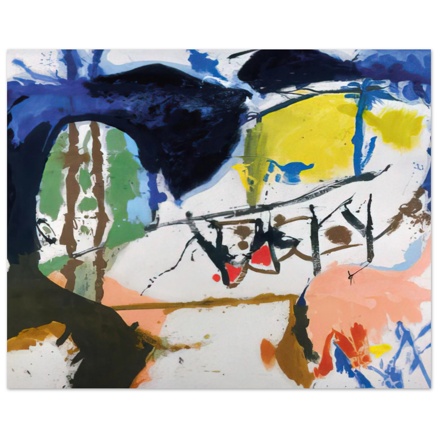 Helen Frankenthaler - Acres - 1959 Wall art - 27x35 cm / 11x14 inches - Premium Wooden Framed Poster With Fine Art Paper - White frame