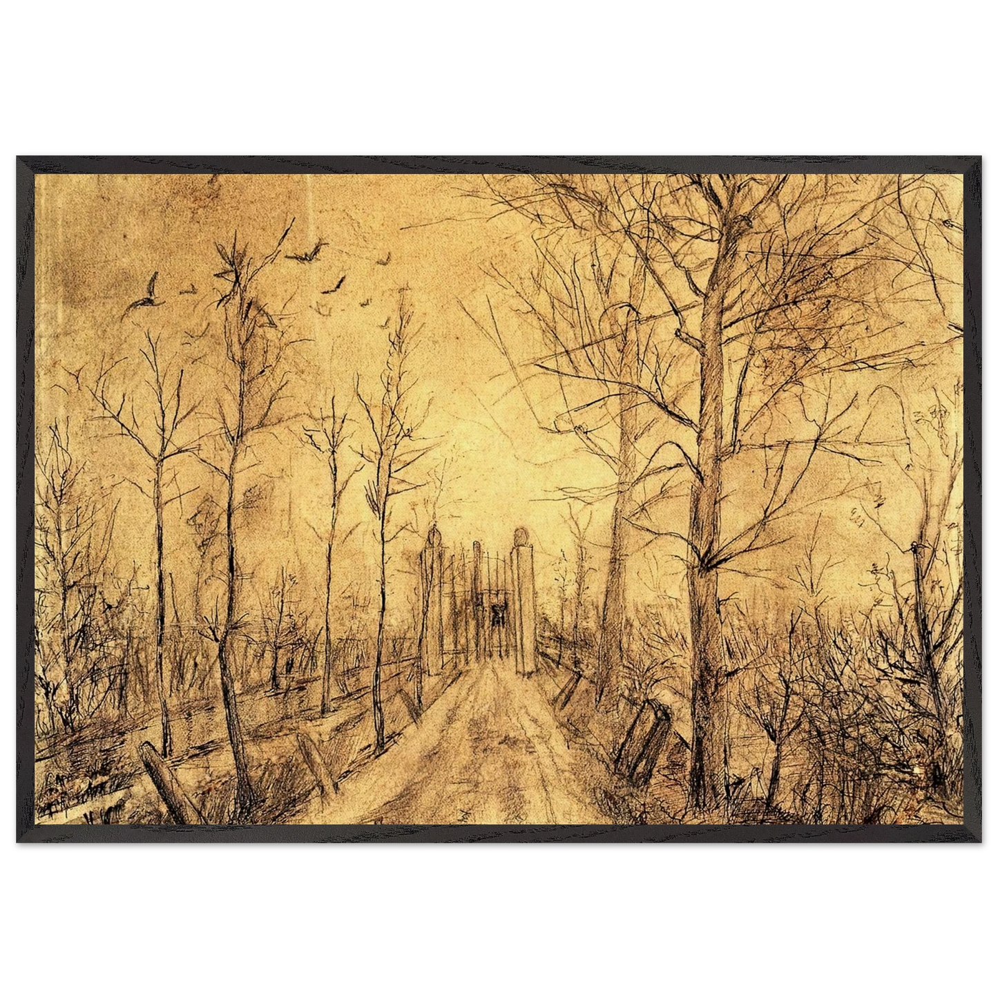 Driveway - Vincent van Gogh Framed Art Print – Black Wooden Frame - Default Title - -Framed Art Print