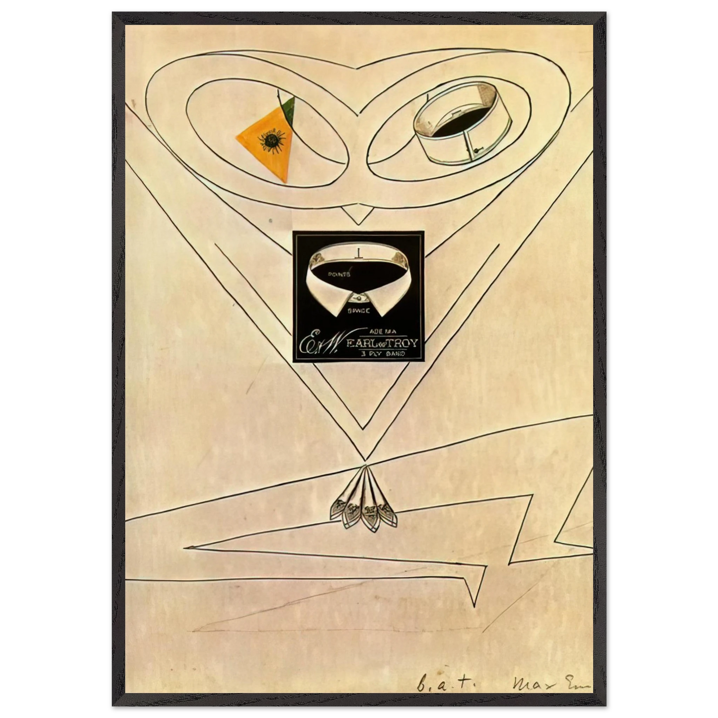 Dancing Owl - Max Ernst 70x100 cm / 28x40 inches Framed Art Print – Black Wooden Frame