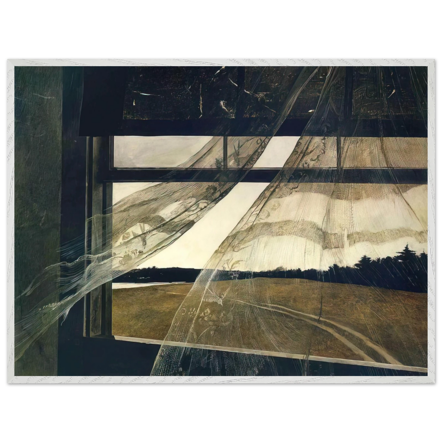 Andrew Wyeth - WIND FROM THE SEA 1947 Wall Art - 60x80 cm / 24x32 inches - Premium Wooden Framed Poster With Fine Art Paper-canvas - Wood frame