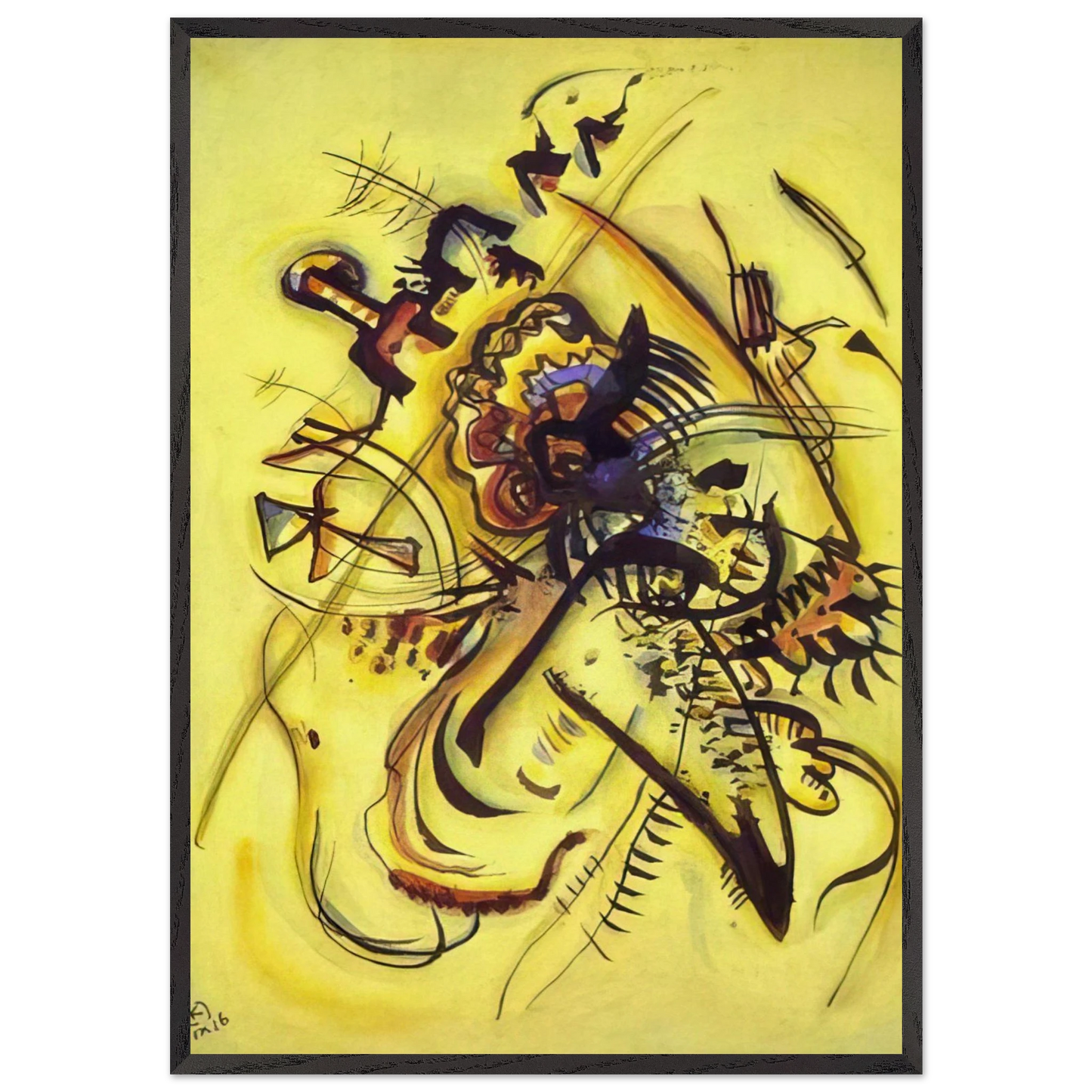 TO THE UNKNOWN VOICE 1916 - Wassily Kandinsky 70x100 cm / 28x40 inches Framed Art Print – Black Wooden Frame
