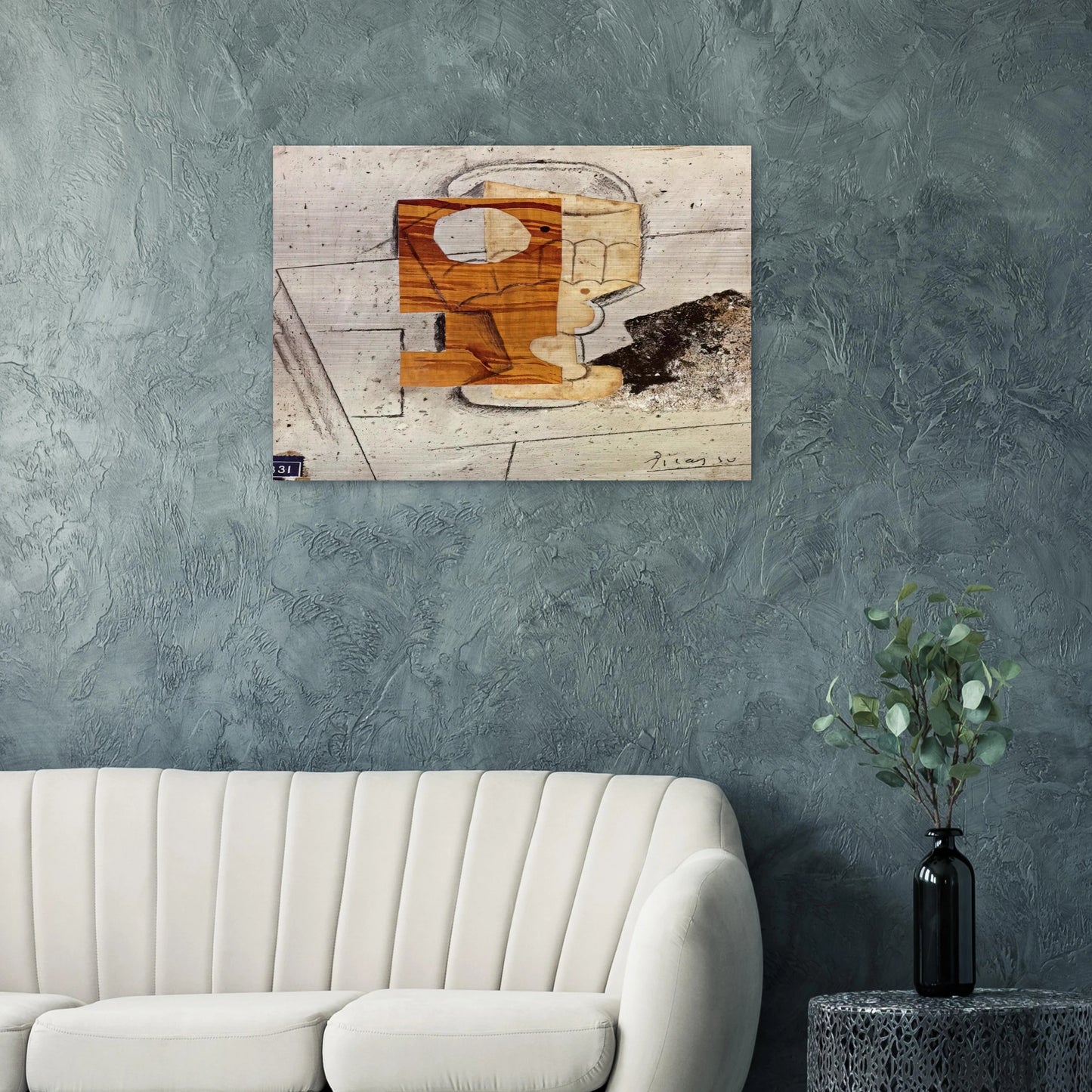 Glass on a Table - 1914 - Pablo Picasso Brushed Aluminum Print - 70x100 cm / 28x40 inches | Pablo Picasso Aluminum Print | Pablo Picasso Prints