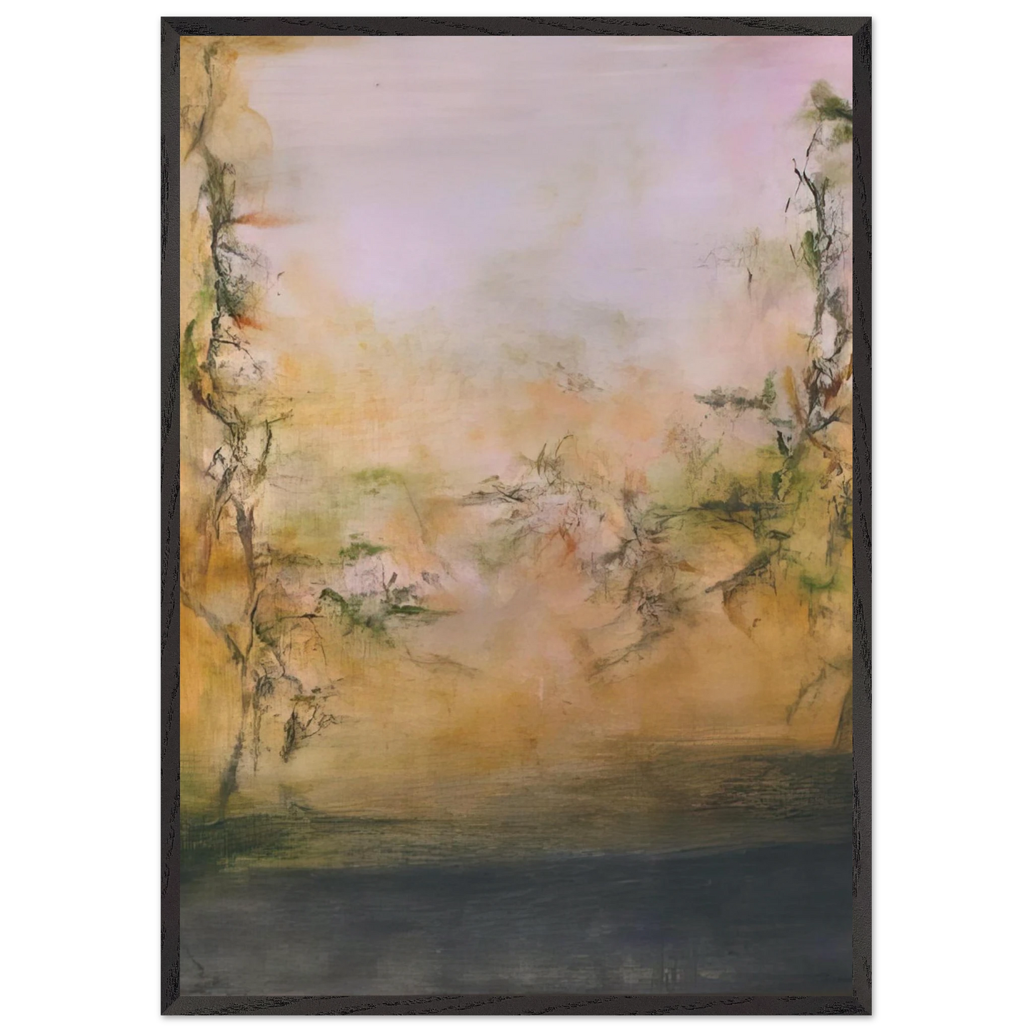25 5 2001 2001 - Zao Wou-Ki 70x100 cm / 28x40 inches Framed Art Print – Black Wooden Frame