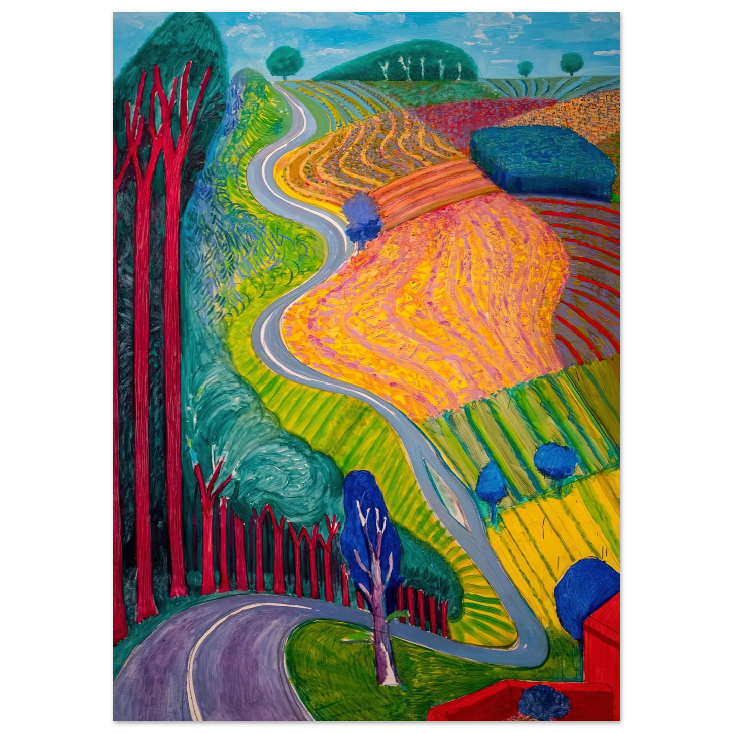 David Hockney - David Hockney Wall art - A3 (29.7 x 42 cm) - Premium Wooden Framed Poster With Fine Art Paper-canvas - Wood frame