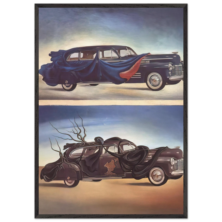 CAR CLOTHING CLOTHED AUTOMOBILE - Salvador Dali 70x100 cm / 28x40 inches Framed Art Print – Black Wooden Frame