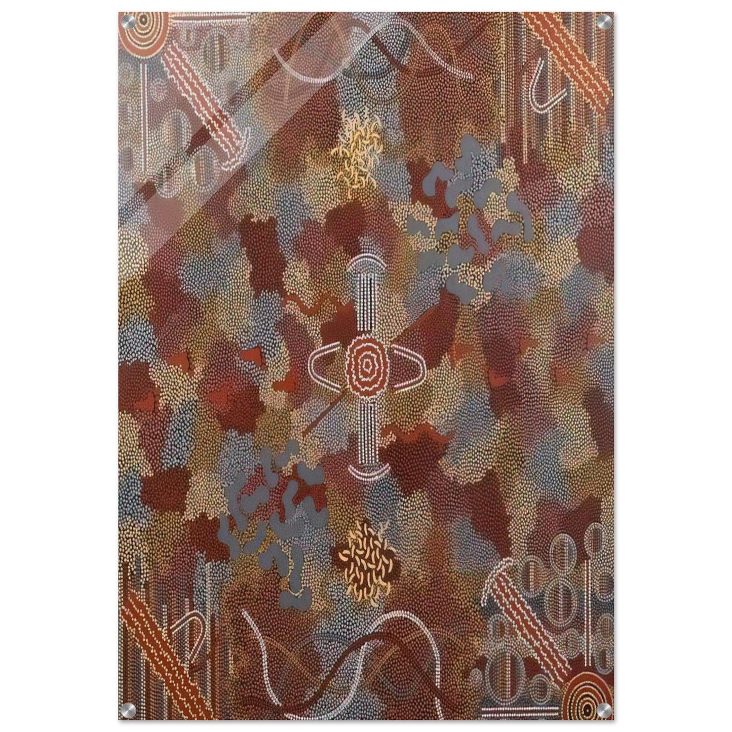 Frog Dreaming - 1989 - Clifford Possum Tjapaltjarri Acrylic Print - 70x100 cm / 28x40″ inches | Clifford Possum Tjapaltjarri Wall Art | Clifford Possum Tjapaltjarri Prints