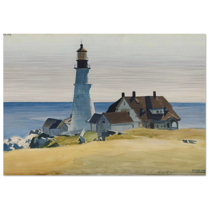 Lighthouse and Buildings, Portland Head, Cape Elizabeth, Maine - Edward Hopper Brushed Aluminum Print - 70x100 cm / 28x40 inches | Edward Hopper Aluminum Print | Edward Hopper Prints