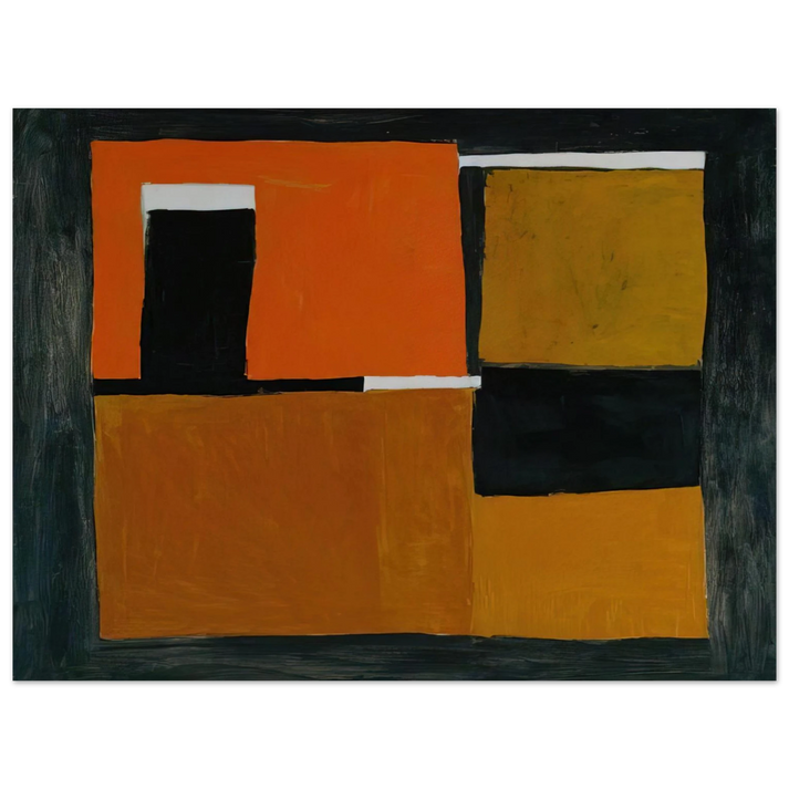 William Scott - Orange, Black and White Composition - 1953 75x100 cm / 30x40inches Fine Art Poster