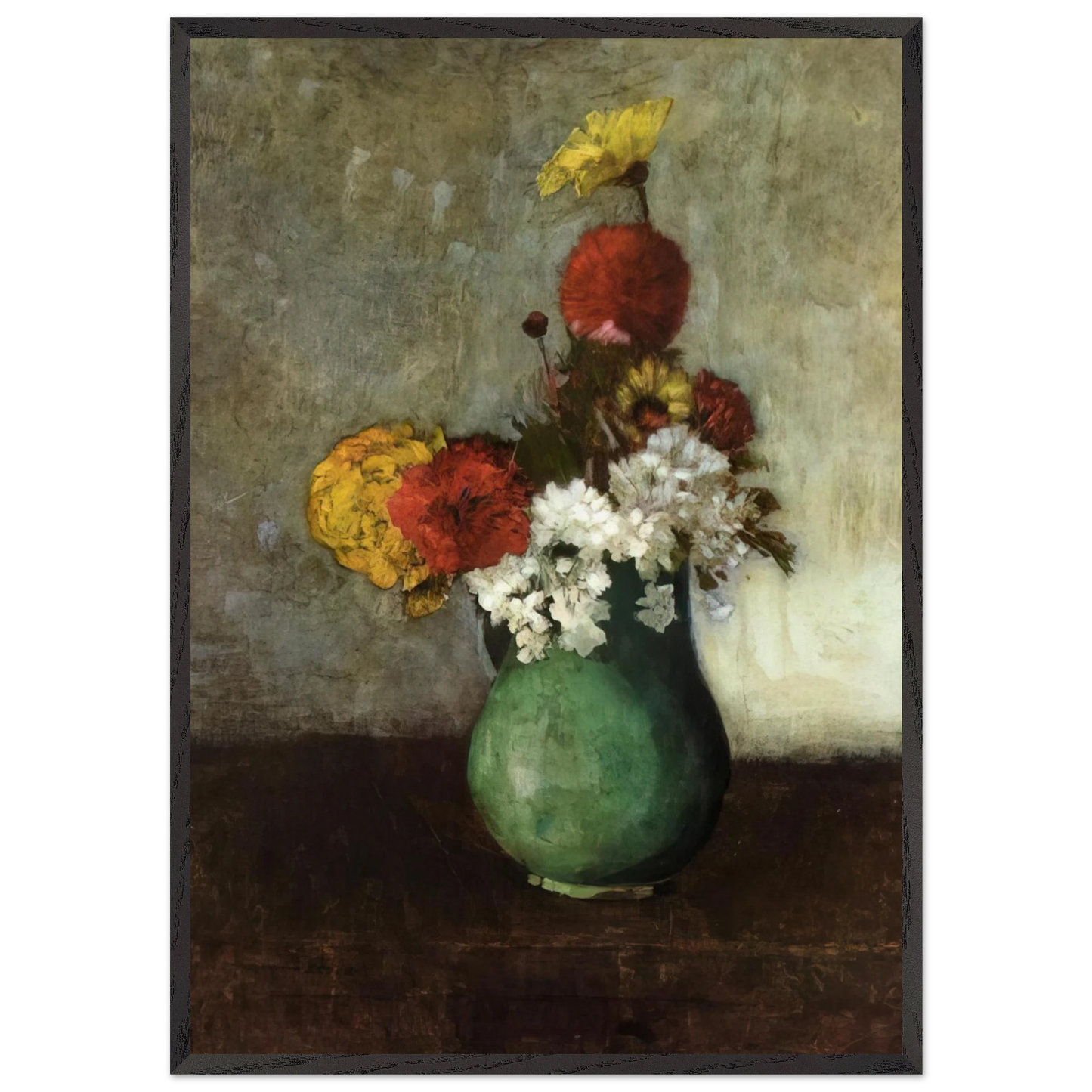 VASE OF FLOWERS 1900 - Odilon Redon 70x100 cm / 28x40 inches Framed Art Print – Black Wooden Frame