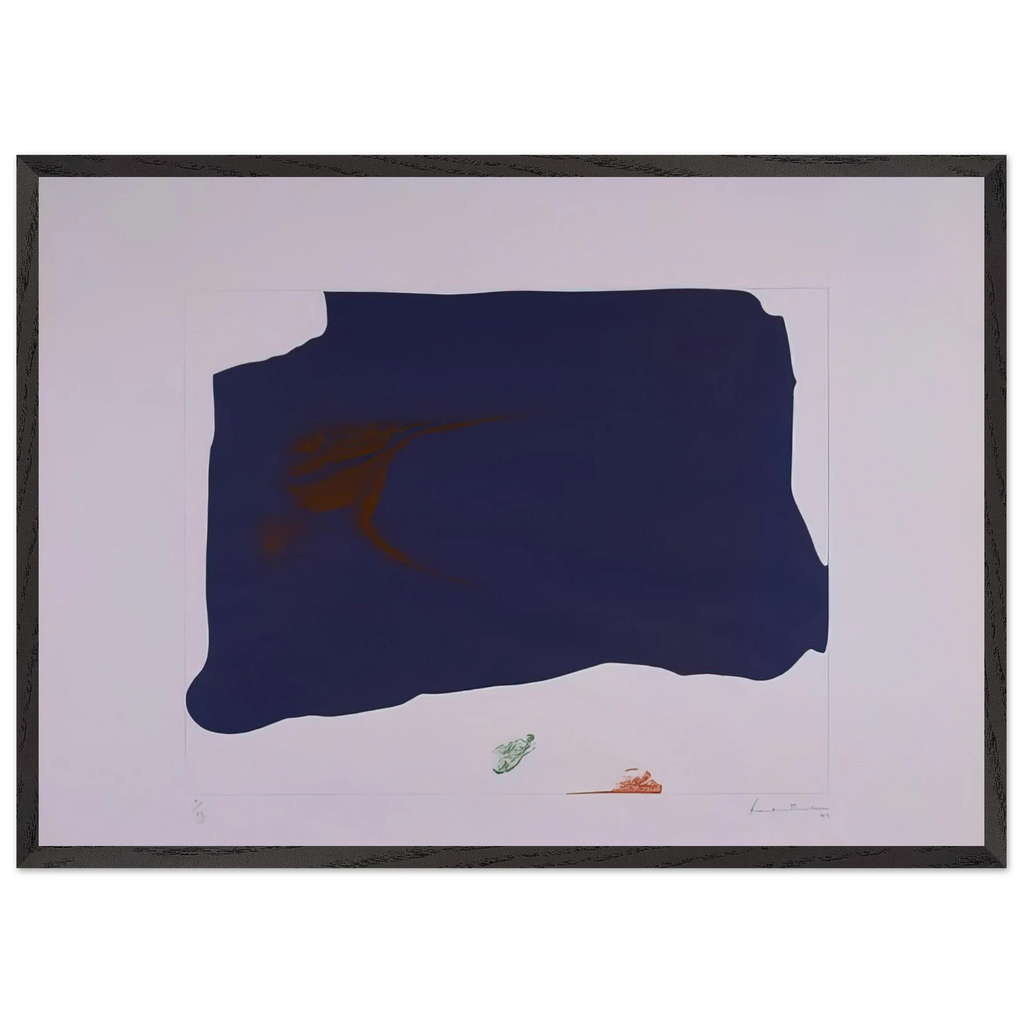 Helen Frankenthaler - Variation II on Mauve Corner - 1969 Wall art - 28x43 cm / XL (11x17 inches) - Premium Wooden Framed Poster With Fine Art Paper - Wood frame